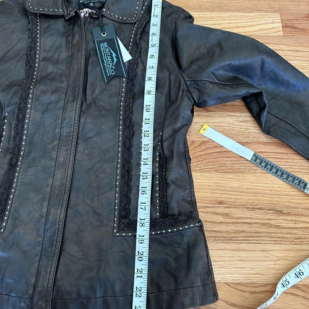 Montana Company Brown Faux Leather Western Jacket Size Small New with tags - Picture 3 of 12